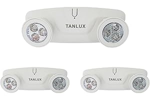 TANLUX LED Emergency Lights with Battery Backup, Two Head Adjustable Commercial Emergency Lights, UL Listed, AC 120/277V, Hardwired Emergency Lights for Business - 3 Pack(White)