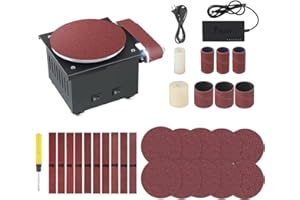 Grinder，Mini Bench Belt and Disc Sander Sanding Roller Electric Edge Sharpener 7 Variable Speed 10 Sanding Discs/Belts DIY Be