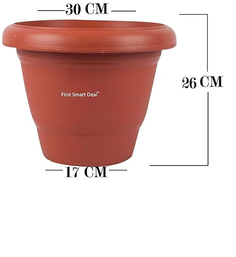 First Smart Deal Plastic Round Pot Set (12-inch, Brown, Pack of 6)