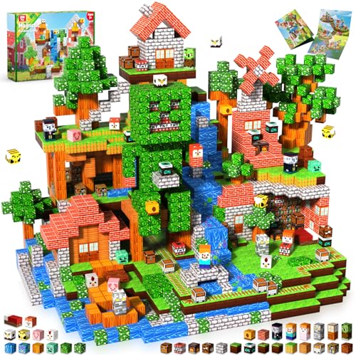Goody King Magnetic Cube 300 Pieces – Forest Library Theme with Animals & Road – Magnetic Building Game for Children – Magnetic Blocks 3+ Years Creative Montessori Toy STEM Gift for Children