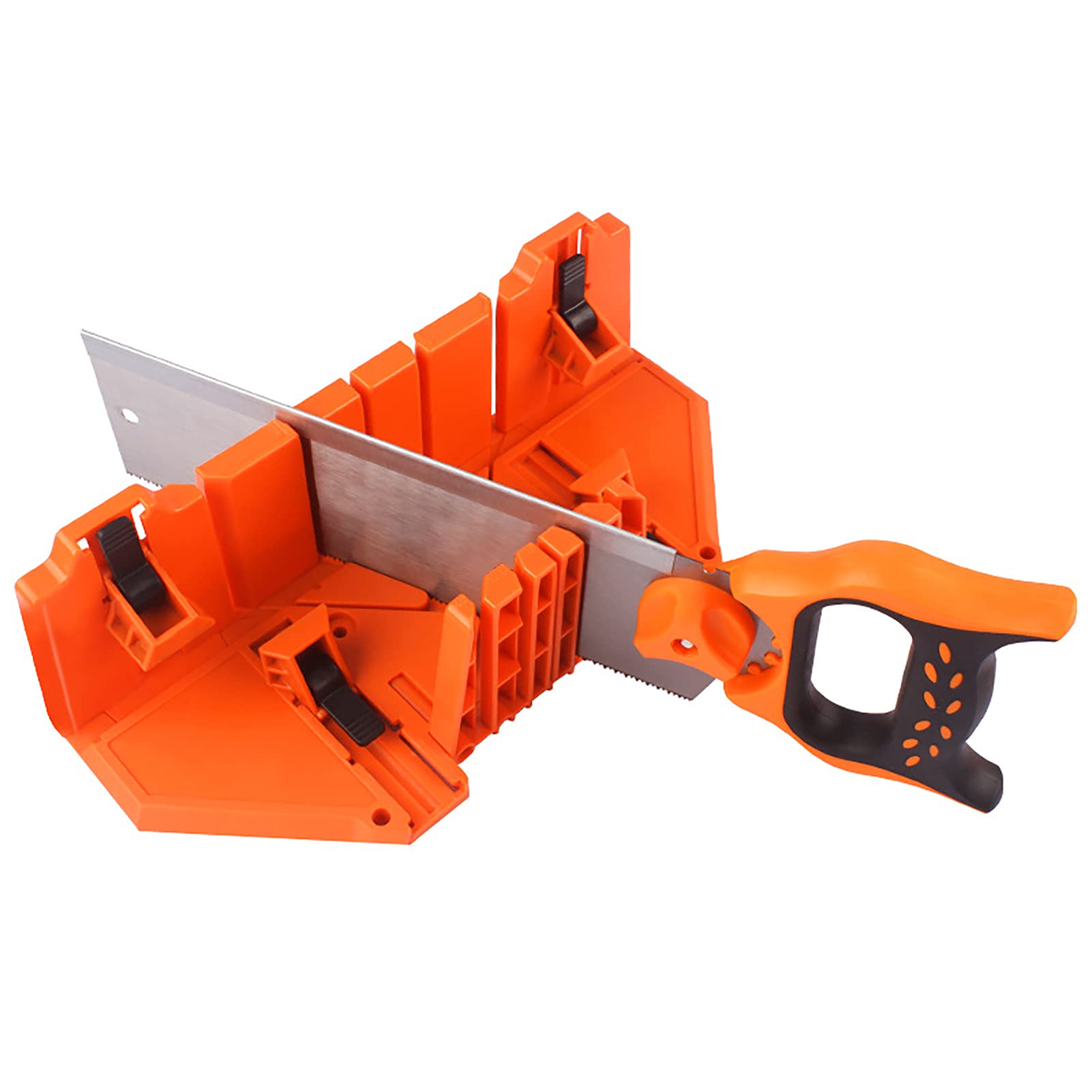 Telituny Mitre Box, 14" Mitre Box High Strength Multiple Angle Adjustable Clamping Mitre Box 45°, 22.5°, 0° with 12" Backsaw for Woodworking Handwork Craft