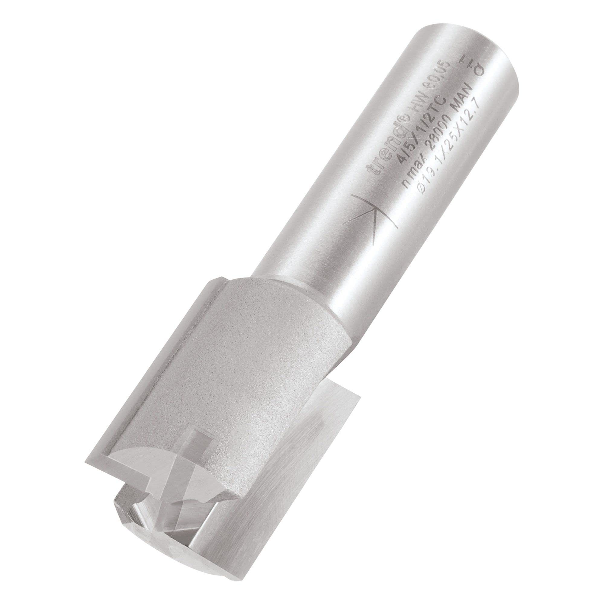 Trend Professional Straight Two Flute Router Cutter, 1/4 Inch Shank, 19.1mm Cut Diameter, Tungsten Carbide Tipped, 4/5X1/4TC