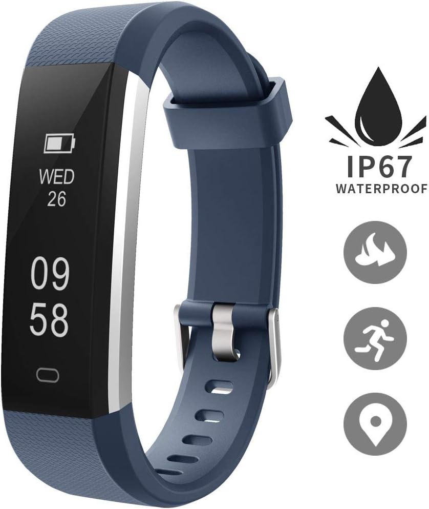 Bluetooth Smartwatch, Fitness Tracker, IP67 Waterproof Activity Tracker with Pedometer Step Counter Watch, Slim Smart Bracelet for Android SumSung Huawei and IOS iPhone, Blue
