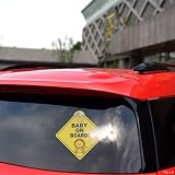 kuou 2 Pcs Baby on Board Car Sticker Sign with Suction Cups Yellow view 5