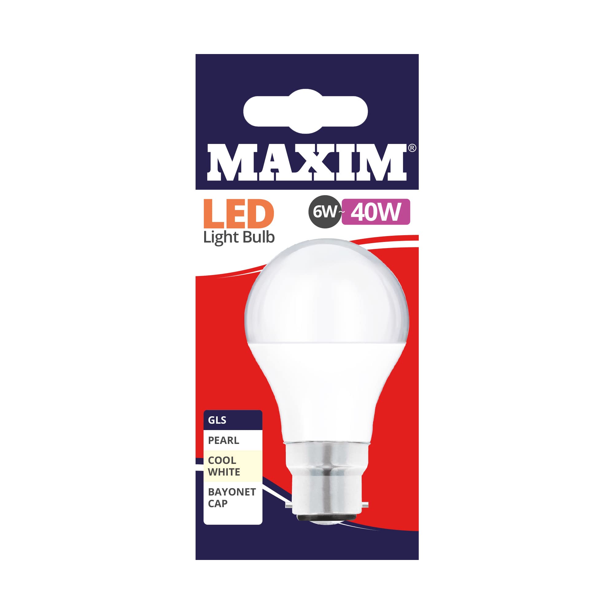 Maxim LED GLS Bayonet Cap (Cool White) - 6watt (40watt) (Pack 10), 40MLGBCCW5X10