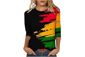 JXSOYEN Juneteenth Shirts Women June 19Th 1865 Black Freedom Day Tops Casual 3/4 Sleeve Blouses Black Pride Tunic Tshirt 2024
