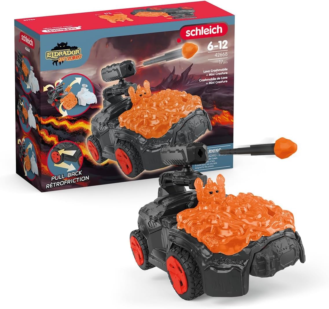Photo 1 of Schleich Eldrador Creatures - 7" Lava CrashMobile with Mini Creature Playset - Pull-Back Action, Shooting Toy Car for Boys and Girls - Cool, Red Fantasy Action Figure for Kids Age 7+