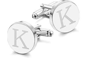LOLIAS 1 Pair Cuff Links Mens Accessories Jewelry Classic Initial Cufflinks with Gift Box Silver Black 14K gold plated Cufflinks