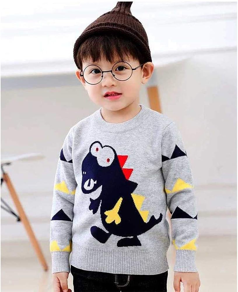 AIWUHE Toddler Baby Boys Sweater Cartoon Dinosaur Pullover Kids Knited Crewneck Sweatshirt 2-8Y: Clothing