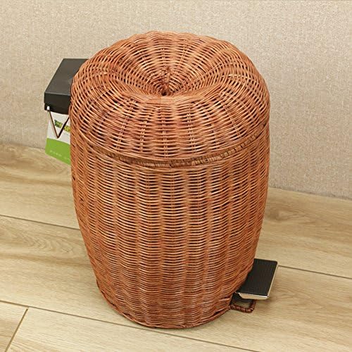 Step trash can,Waste bins with lids bathroom trash can kitchen rattan &amp; Wicker waste bins-D