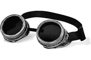 ROC PARTY Steampunk Goggles for Men Women - Adjustable Riveted Metal Punk Glasses, Victorian Cosplay Eye Wear Accessory