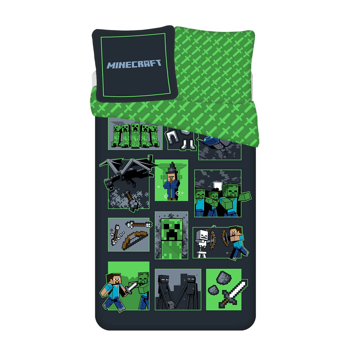 Minecraft Survival Fashion Bedding Set, 100% Cotton, Duvet Cover 140 x 200 cm + Pillowcase 65 x 65 cm