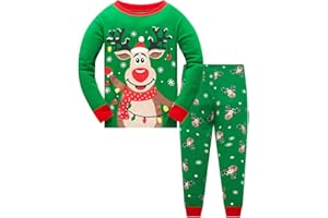 Popshion Kids Christmas Pajamas Sets Cotton Long Sleeve Toddler Girl Christmas Elf PJs Boy Holiday Xmas Jammies