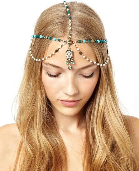 Deniferymakeup Bridal Boho Vintage Gold Head Chain Bridal