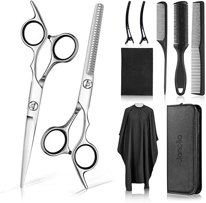 Janolia Ensemble De Coiffure Et De Coiffure Ciseaux De Coiffure Peigne Assorti Clip Chale De Coiffure Brosse Degagement Beaute Ciseaux A Barbe Et Accessoires Multiples Amazon Fr Bricolage