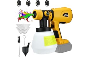 Cordless Paint Sprayer,HVLP Brushless Spray Gun with 4 Nozzles, for DeWalt 18V/20V Max Battery, for Garden Irrigation, House 
