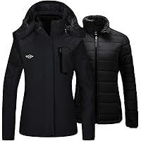 Wantdo Women's 3 in 1 Waterproof Ski Jacket Mountain Snowboarding Jacket Winter Snow Coat