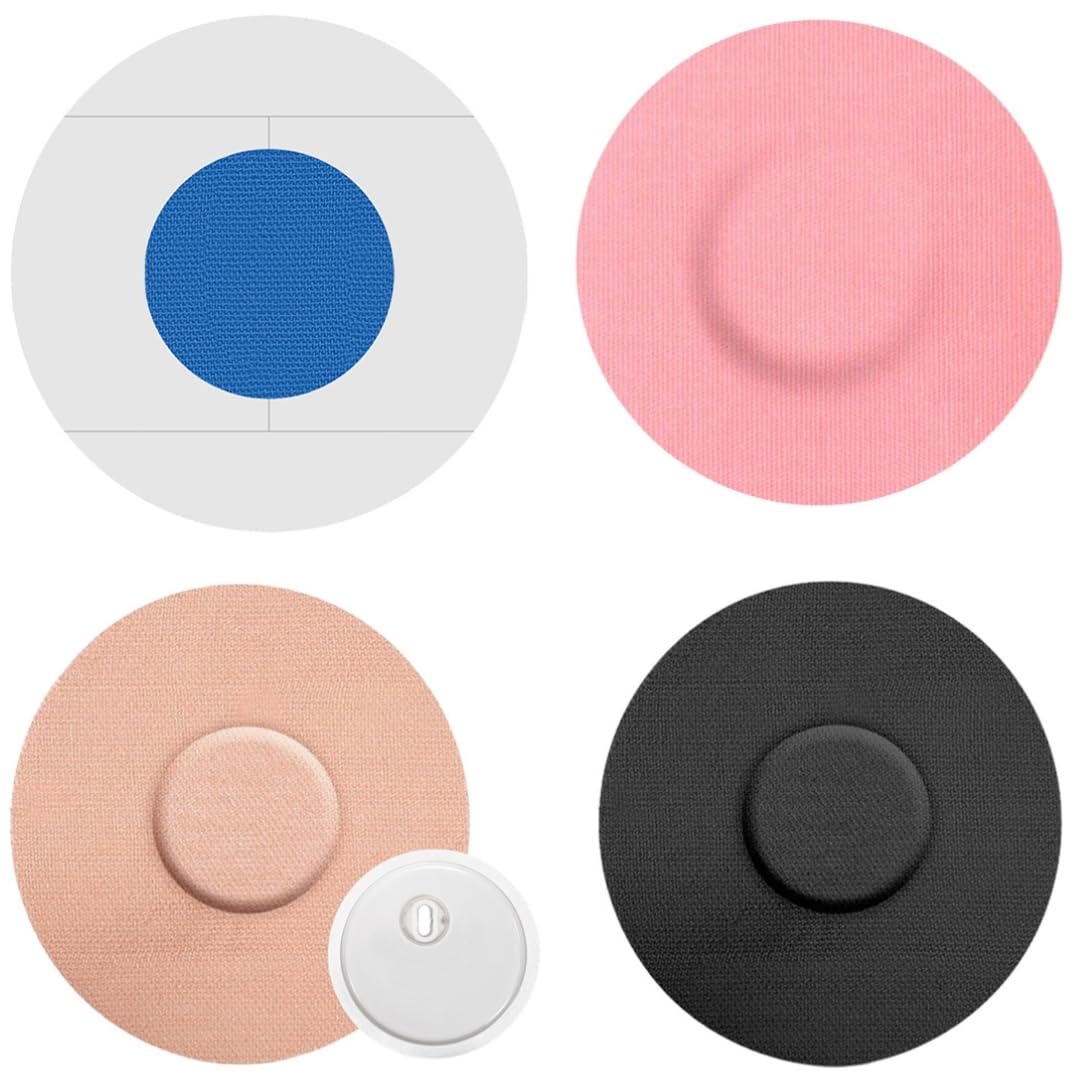 20 Pack Sensor Patches Compatible with Freestyle Libre 2 and 14 Day Blue Sensor Covers Latex-Free Black CGM Patch and Cute Pink CGM Covers with 2Pcs Soft Caps
