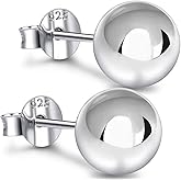 Savlano 925 Sterling Silver 18K Gold Plated Ball Stud Earrings For Women & Men