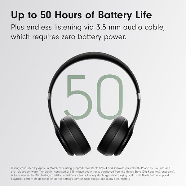 BEATS SOLO 4 – WIRELESS BLUETOOTH ON-EAR HEADPHONES, APPLE & ANDROID COMPATIBLE, UP TO 50 HOURS OF BATTERY LIFE – MATTE BLACK