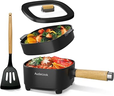 Audecook Electric Hot Pot 2L 8 Inch Frying Pan Dual Power 350W 800W