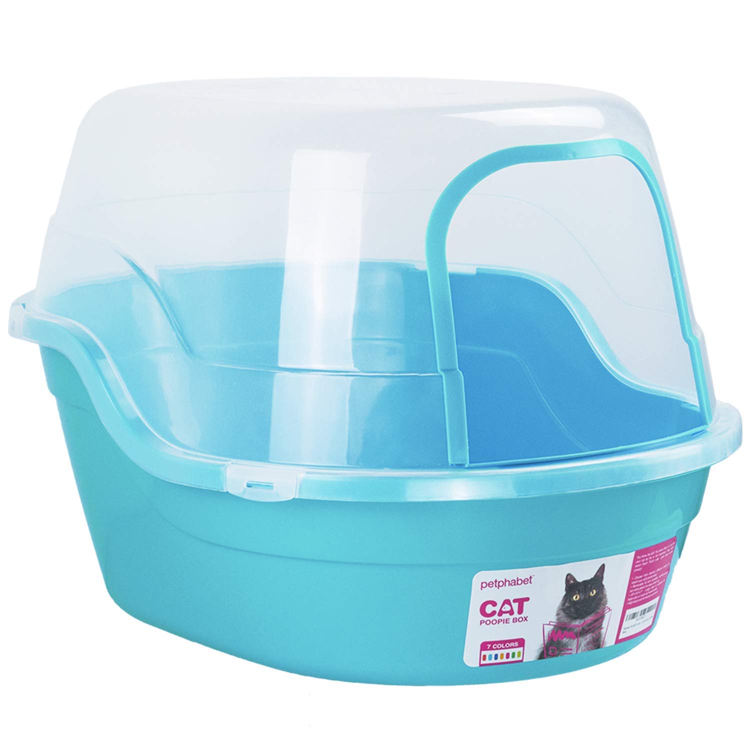 Petphabet Jumbo Hooded Cat Litter Box, XXL 63x48x43cm, Extral Large, Teal