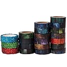 Savena Washi Tape Set for DIY Gift Wrapping Scrapbooking and Craft, Sticky Adhesive Paper Masking Tape with Lovely Printed Patterns and Long-Lasting Colors (20 Rolls, Fairyland, 0.6in x 32.8ft)