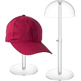 JUESHA Clear Acrylic Hat Display Stand Height Adjustable | Countertop Hat Holder for Baseball Caps Cowboy, Wig Head Counter Stand for Closet (PATENT PENDING)