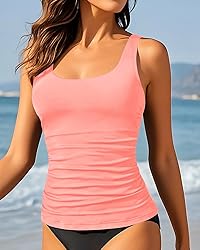 Aqua Eve Tankini Tops for Women Swimwear Top Only