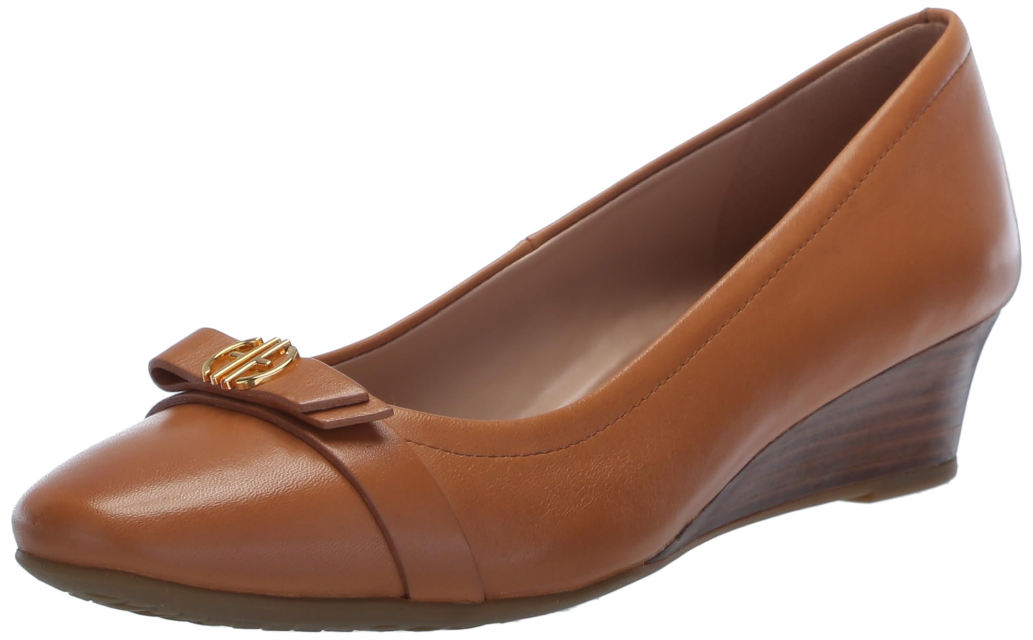 Cole Haan Women’s Malta Wedge Pumps, Pecan Leather/Natural, 8