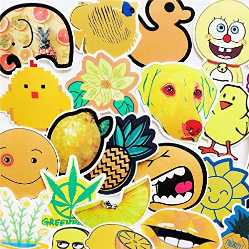 70pcs Cute Unique Trend Yellow Cartoon Waterproof Sticker Kids Girl Sickers Car Bicycle Suitcase Laptop Computer Water Bottle Mobile Phone Stickers Decals (Yellow)