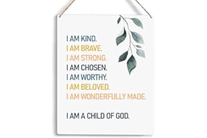 YCYD Christian Wall Art I Am A Child of God Wooden Hanging Sign Bible Verse Wall Art for Home Office Decor Modern Christian Word Art Bedroom Wall Decor Sign Baptism Gifts Room Decorations 10x8 Inches