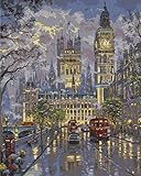 YEESAM ART Paint by Number Kits for Adults Kids Christmas Gifts - Romantic Street Evening Scene 16x20 inch Linen Canvas