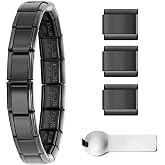 GEMOSA 9mm Italian Charm Bracelet Starter Set Stainless Steel | Classic Link Bracelet for Women Men, Adjustable 6.75-8 inch, 18+3 Links with Connector Tool &ndash; Multiple Colors