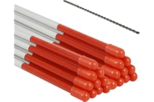 Sunnyglade Driveway Markers 20PCS 49inch Orange Fiberglass Snow Stakes with White Reflective Tape Snow Pole Included a 12inch Install Drill Bit, Easy Visibility at Night for Parking Lots Walkways