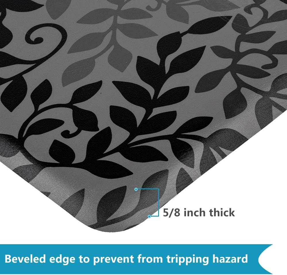 Mefeir 3’ x 4’ Semi Circle Salon Mat Anti Fatigue for Hair Stylist, 5/8’’ Thick Standing Floor Matt Under Styling Chair, Anti-Slip Warterproof Beauty Barber Supplies,Leaf Lines Color: Kitchen & Dining