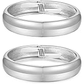 AYWFCBF 2pcs Gold Bangle Bracelets for Women, Trendy Hinged Cuff Open Wide Chunky Gold Bracelet Stack Arm Cuff Jewelry for Women