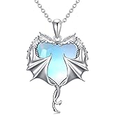 AOBOCO 925 Sterling Silver Dragon Necklace for Women Girls, Made with Austrian Crystal