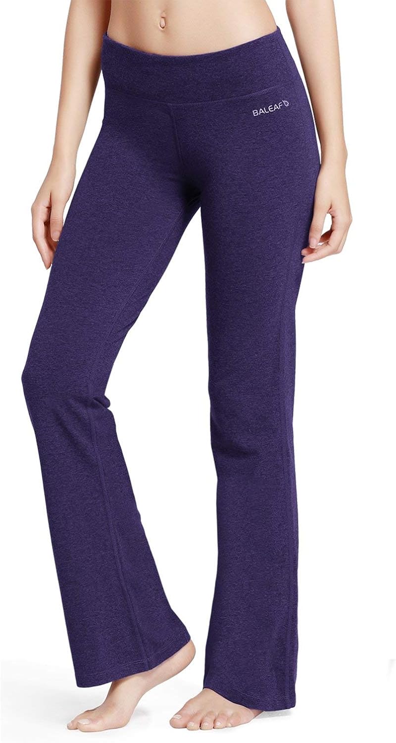 BALEAF Women's Bootcut Regular/Tall High Waisted Yoga Pants Bootleg Jazz Cotton Pants : Clothing