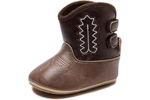 Kuner Baby Cowboy Boots Western Boots Toddler Cowboy Bootie Soft Sole Non-Slip Crib Shoes for Infant Boys Girls0-18 Months
