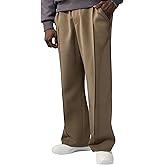 Fioboc Men's Baggy Sweatpants Wide Leg Pants Drawstring Elastic Waist Curved Design Casual Pants with Pockets