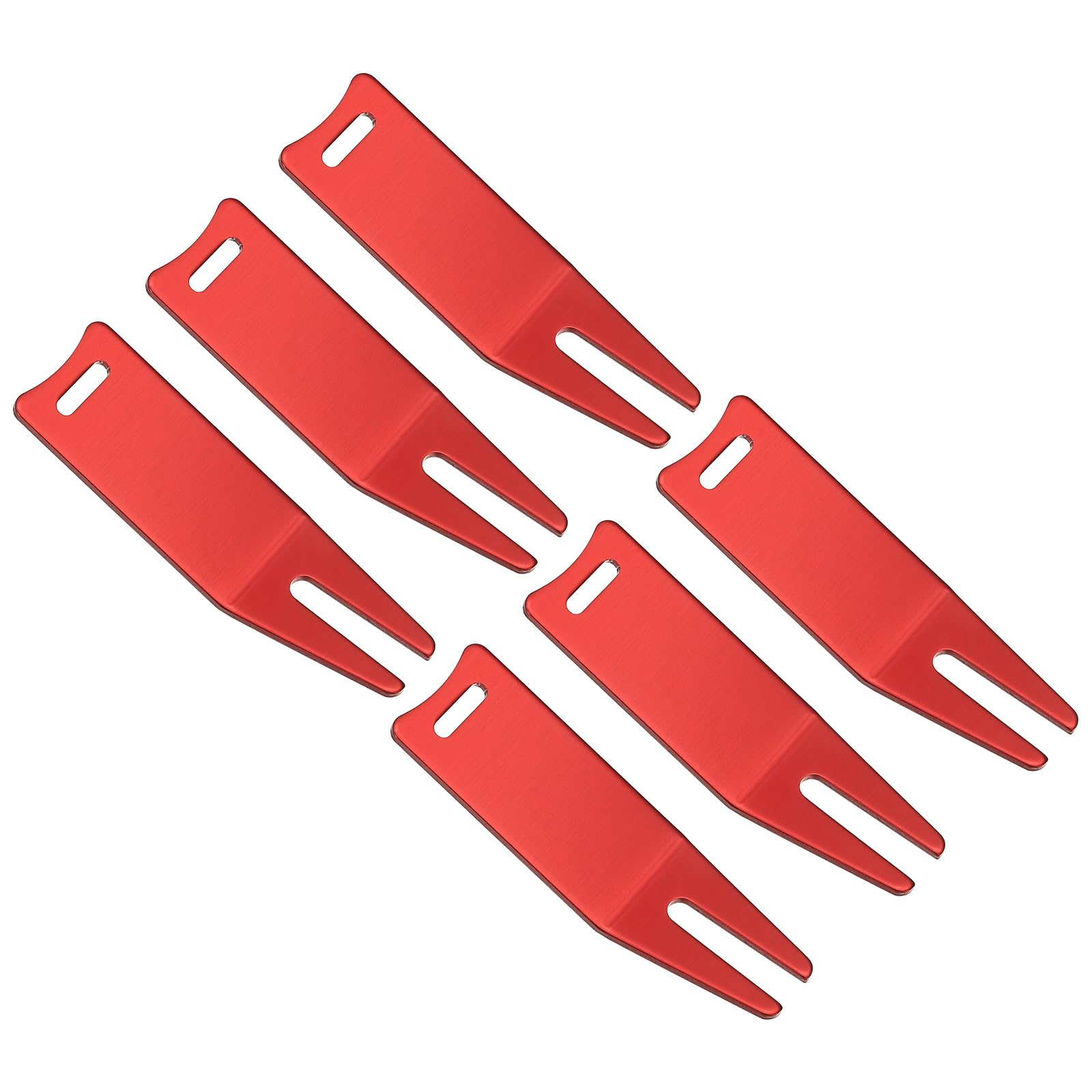 PATIKIL Metal Bending Golf Divot Repair Tool, 6 Pack Golf Divot Tool Curved Spit Golf Green Divot Fork Ball Mark Repair Tool for Golf Golfer Repairing, Red