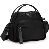 Cohawk Solid Color Nylon Crossbody Bag for Women Soft Handbag with Top Handle Casual Shoulder Bag Elegant Square Purse
