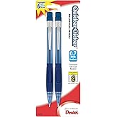 Pentel Quicker Clicker Automatic Pencils, 0.7mm, Transparent Blue Barrel and Purple Barrel, Pack of 2 Pencils (PD347BP2-K6)