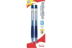 Pentel Quicker Clicker Automatic Pencils, 0.7mm, Transparent Blue Barrel and Purple Barrel, Pack of 2 Pencils (PD347BP2-K6)