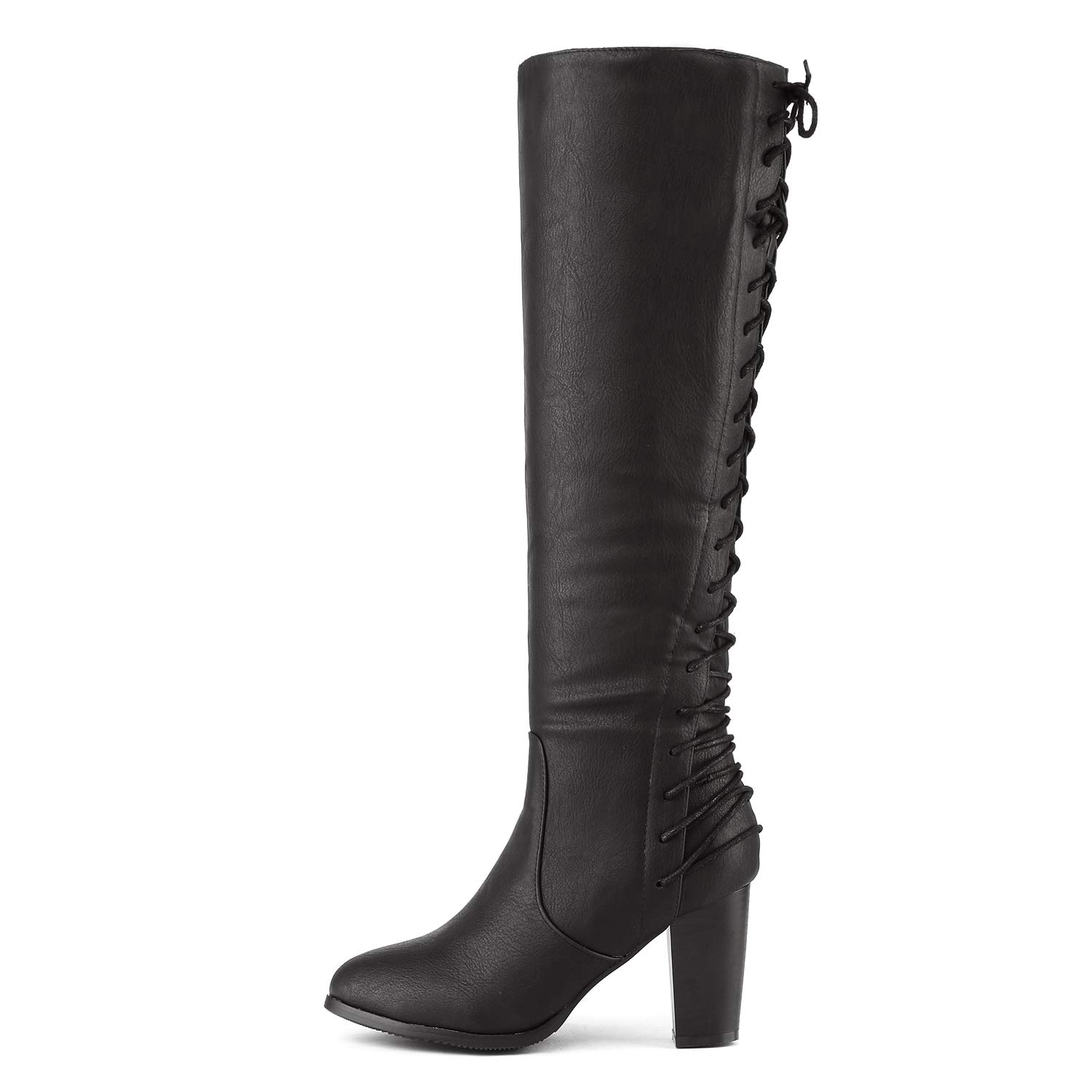 DREAM PAIRS Women's MIDLACE Black PU Over The Knee High Boots Size 9 B(M) US - Image 3