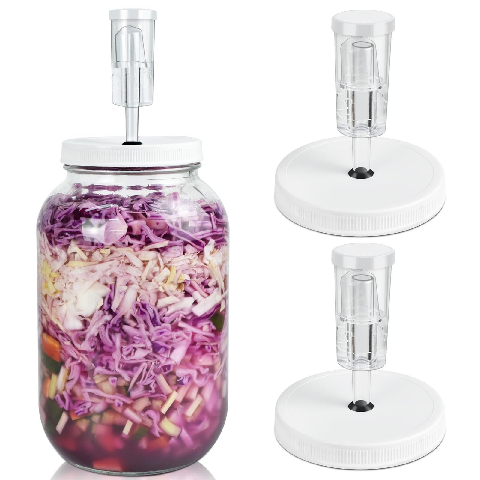 Photo 1 of Artcome 10 PC Airtight 1 Gallon Fermentation Lid with Airlock - Transform Gallon Jar Into a Fermenter - Perfect for Pickles, Hard Kombucha, Beer, Wine, Cider - Gallon Lid with Econolock Airlock