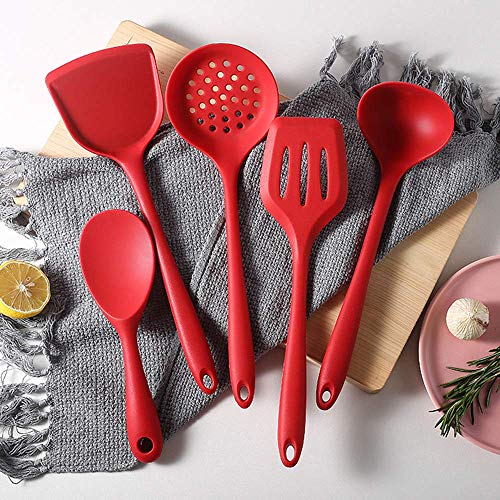 Kitchen Utensil Set - 5 Cooking Utensils Set- Colorful Silicone Kitchen Utensils - Nonstick Cookware with Spatula Set - Kitchen Tools Kitchen Gadgets Red