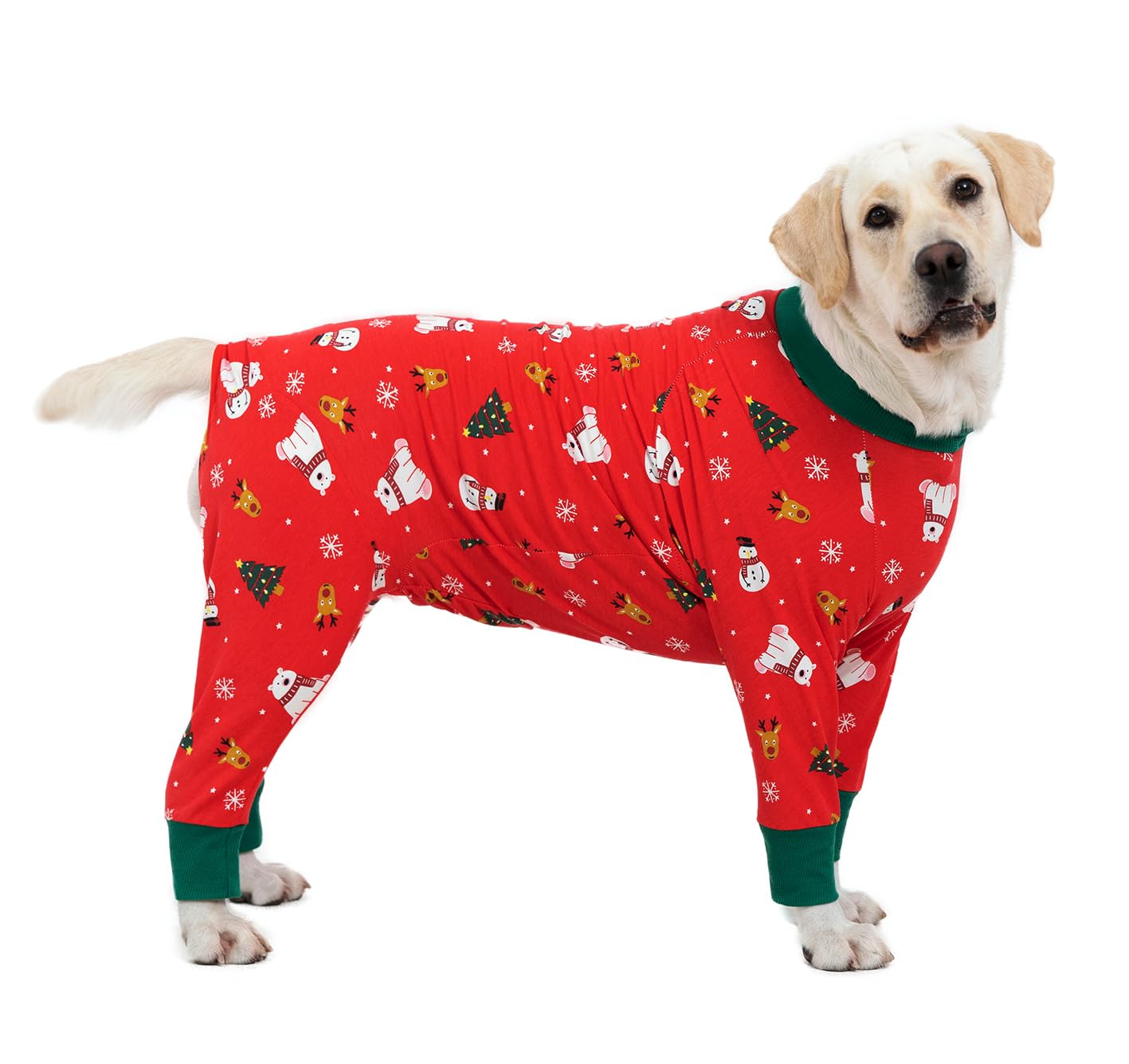 Dog Pajamas Jumpsuit for Medium Large Dog Lightweight Cotton Dog Shirt Anti-Hair Dog Onesies After Surgery Dog Recovery Clothes_36(New Christmas)