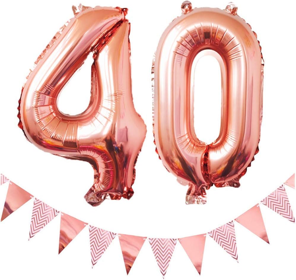 Pargleev Number 40 Foil Balloons with Bunting